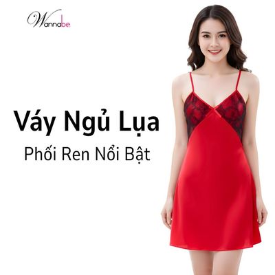 Đầm ngủ nữ WANNABE váy ngủ hở lưng phối ren nữ tính khoe trọn lưng trần quyến rũ của bạn gái DNS46