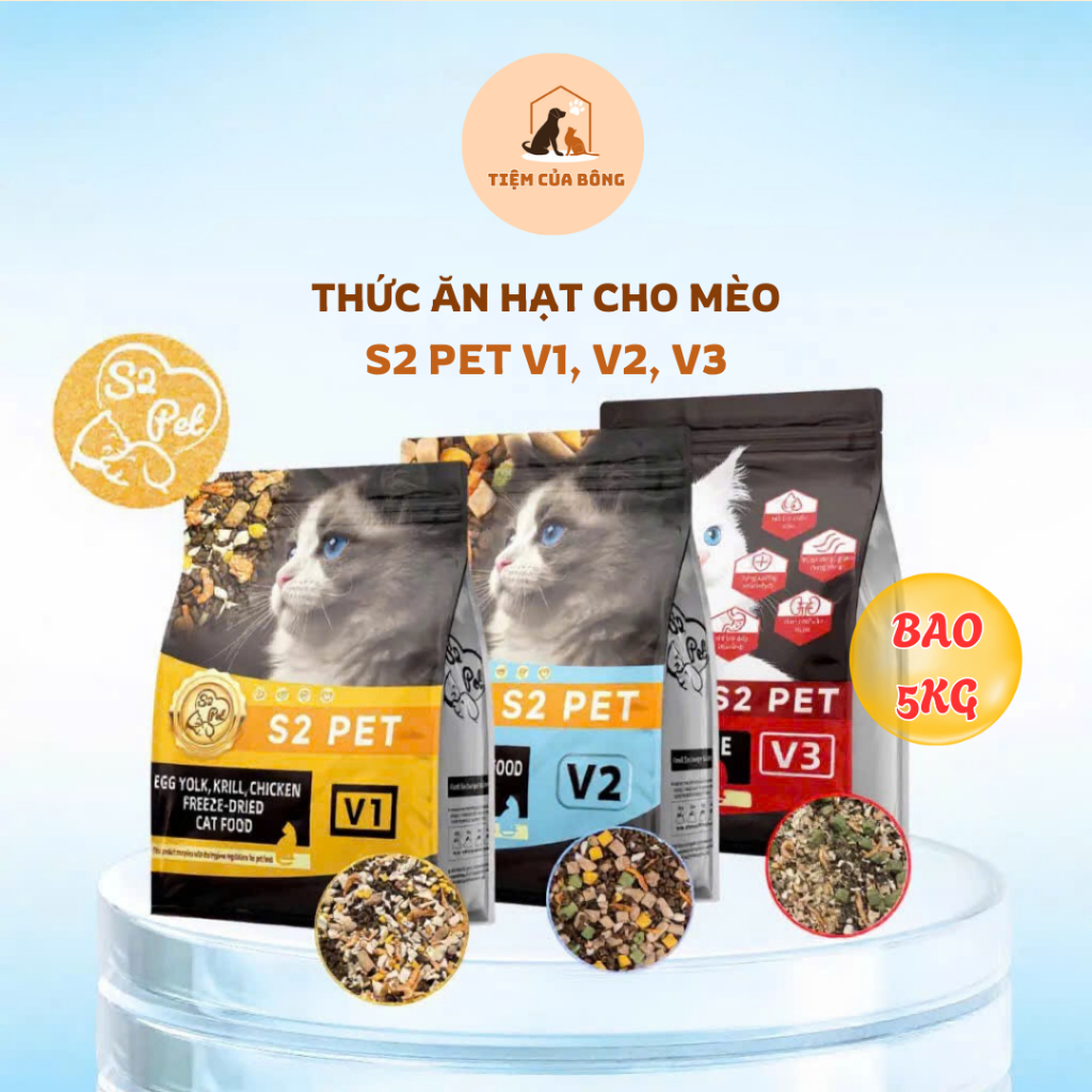 [S2 PET] Thức Ăn Hạt Cho Mèo S2 PET V1, V2, V3 - Bao 5KG