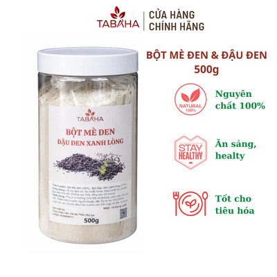 Bột Mè Đen & Đậu Đen Xanh Lòng TABAHA 500g Rang Xay Nguyên Chất
