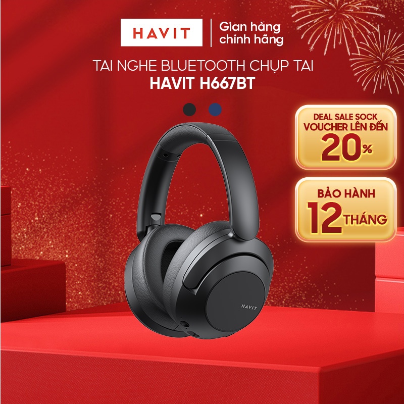 Tai nghe Bluetooth Headphone Havit H667BT Pin 20 tiếng | Kết Nối 2 Thiết Bị | BT 5.3