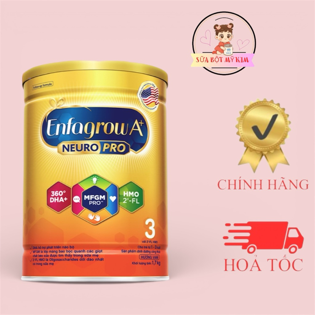 [DATE 2027] Sữa bột Enfagrow A+ NeuroPro 3 1.7kg Vị thanh mát 2FL HMO với dưỡng chất DHA & MFGM cho 