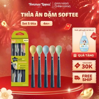 Thìa Ăn Dặm Tommee Tippee Softee Cho Bé Từ 4 Tháng - Set 5 Thìa Tách Lẻ  Giao Màu Ngẫu Nhiên  