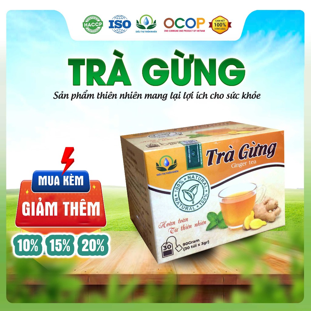 Trà Gừng hộp 30 Túi Lọc x 3gram Siêu Thị Thiên Nhiên