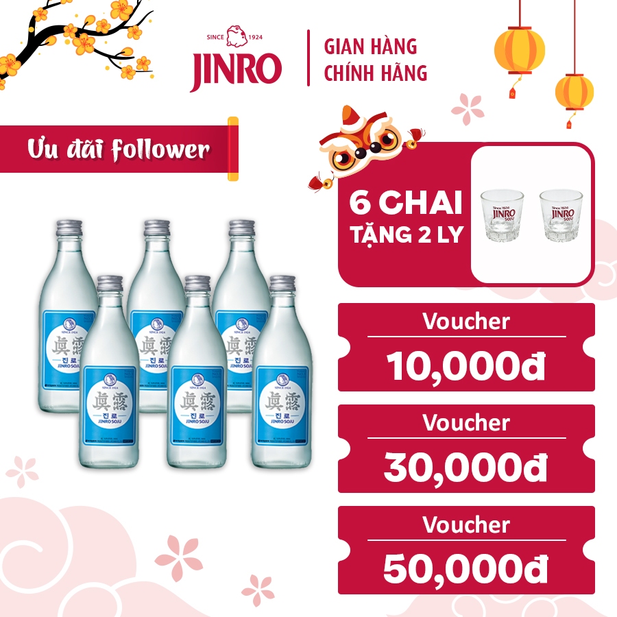 [CHÍNH HÃNG][HỎA TỐC 24H] Soju Hàn Quốc JINRO IS BACK - Combo 6 chai 360ML 16%