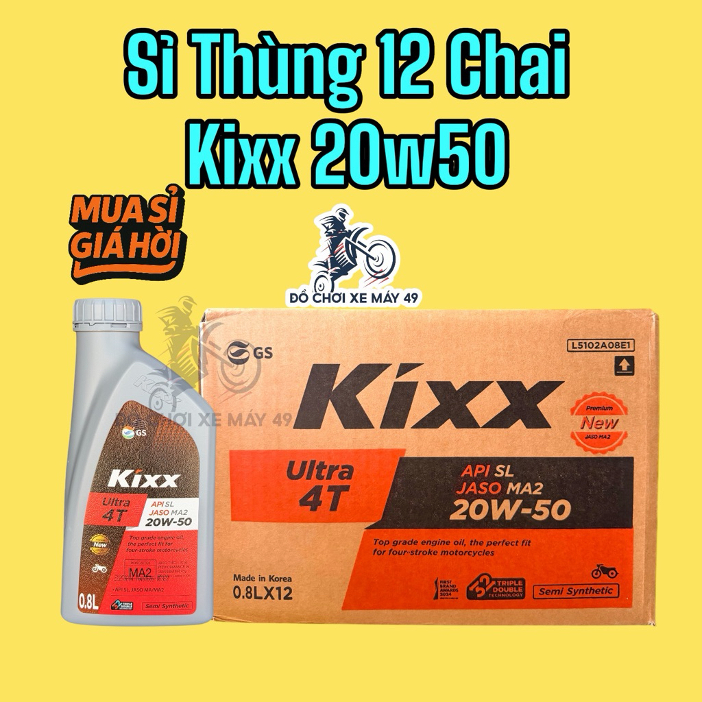 ( Thùng 12 chai ) Kixx * ( 20W50 ) - Dùng cho xe số xe côn tay chính hãng >>>>>