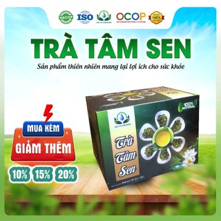  Trà Tâm Sen Lá Sen Hoa Nhài Cỏ Ngọt  hộp 30 túi lọc 3gram - Siêu thị thiên nhiên 
