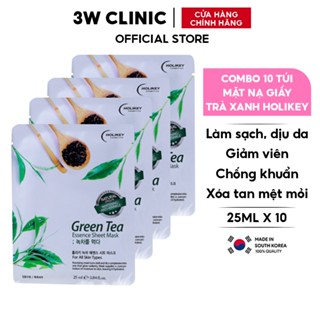  Hộp 10 Túi Mặt Nạ Giấy Dưỡng Da HOLIKEY Hàn Quốc Chiết Xuất Từ Trà Xanh Ngừa Mụn & Làm Trắng 25mlx10 