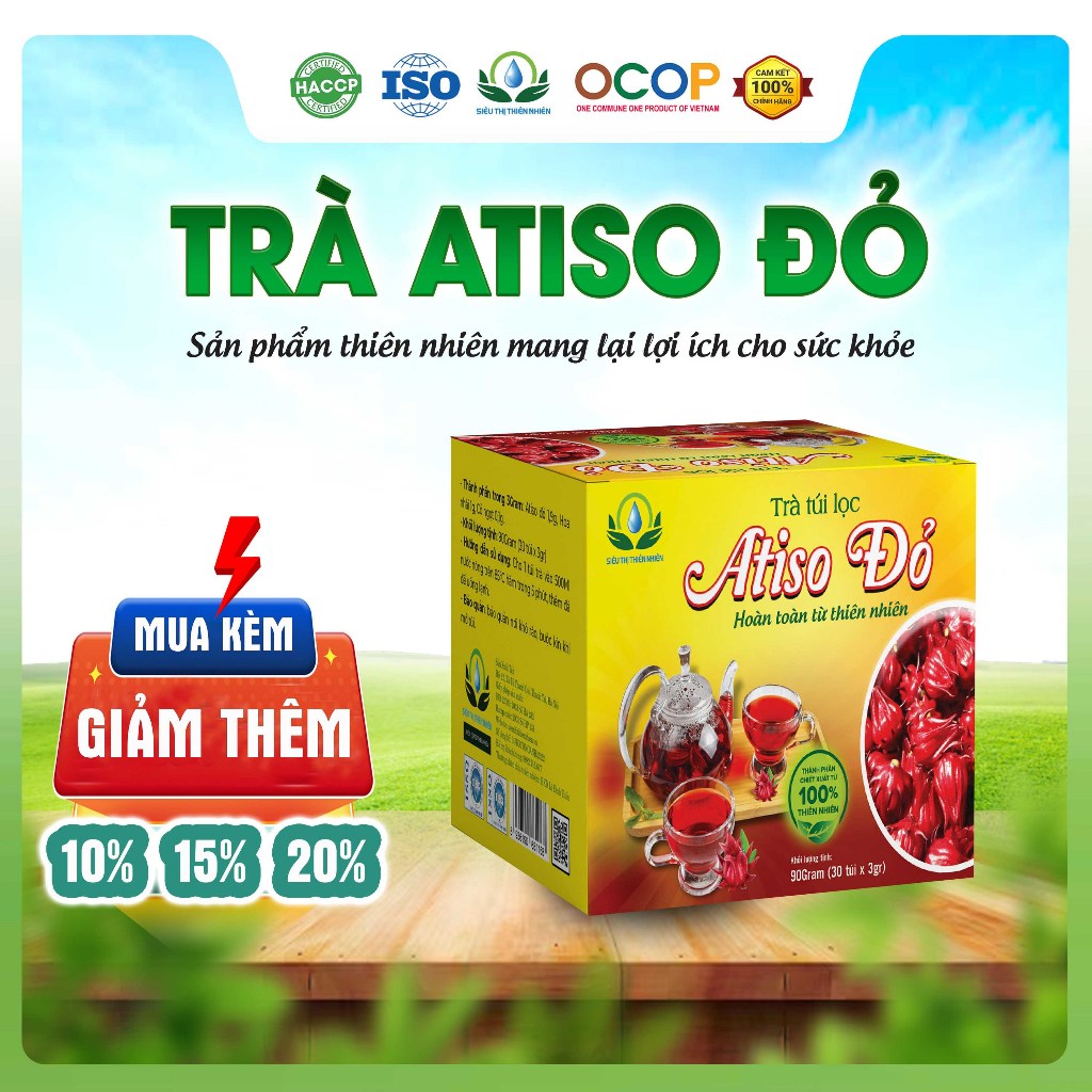 Trà Hoa Atiso đỏ hộp 30 Túi Lọc Siêu Thị Thiên Nhiên