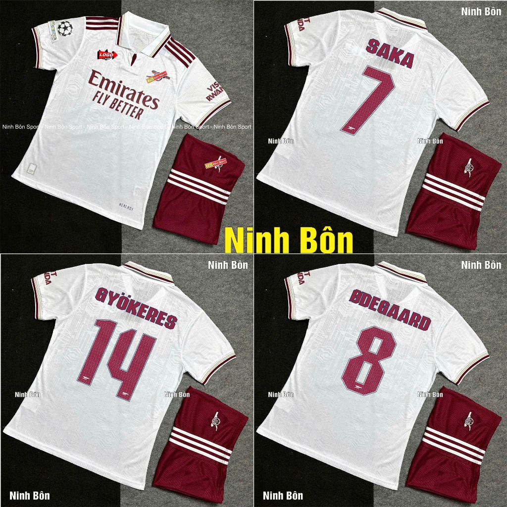 Quần Áo Bóng Đá CLB Arsenal Sân Khách Mẫu Mới 2025, Bản Trắng C1  - Vải Polyester Thái Cao Cấp