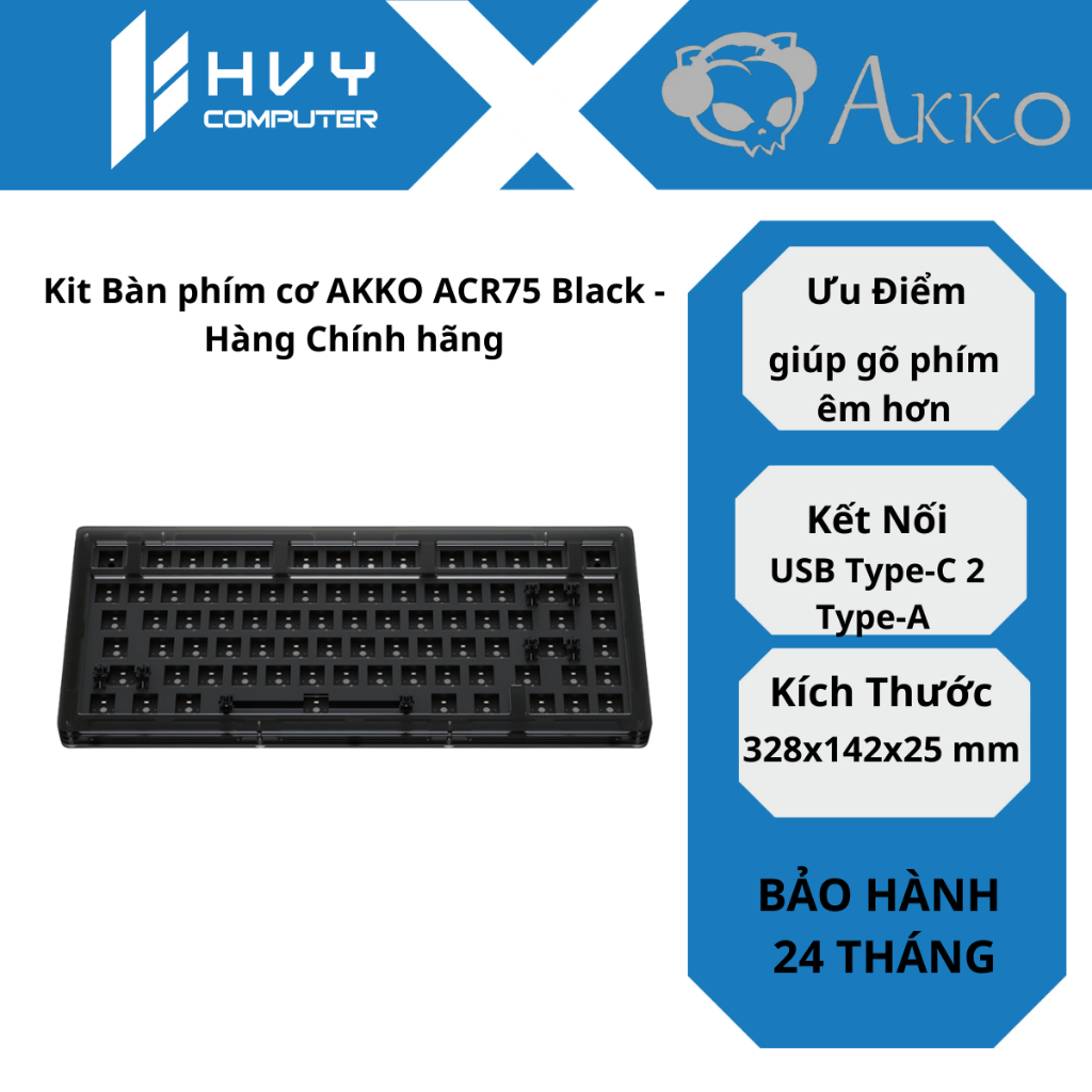 Kit Bàn phím cơ AKKO ACR75 Black - Hàng Chính hãng