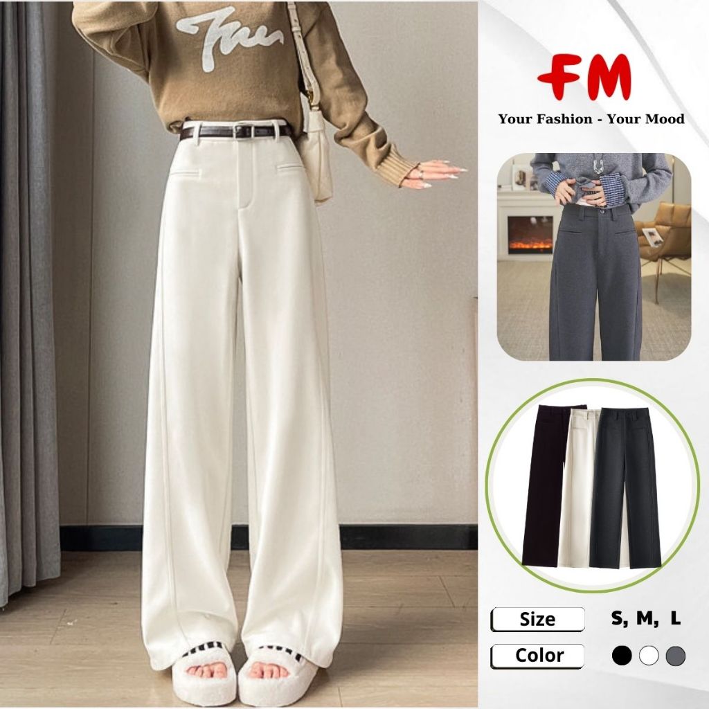 Quần Tây Ống Suông Nữ Cao Cấp FMSTYLE - 2 Túi Ngang Thanh Lịch Dễ Mặc, Phong Cách Công Sở 25120281