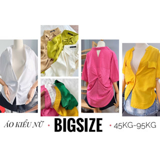  SƠ MI KIỂU BIGSIZE NỮ Ngắn Tay  Form Rộng  Áo sơ mi kiểu cho người Mập 