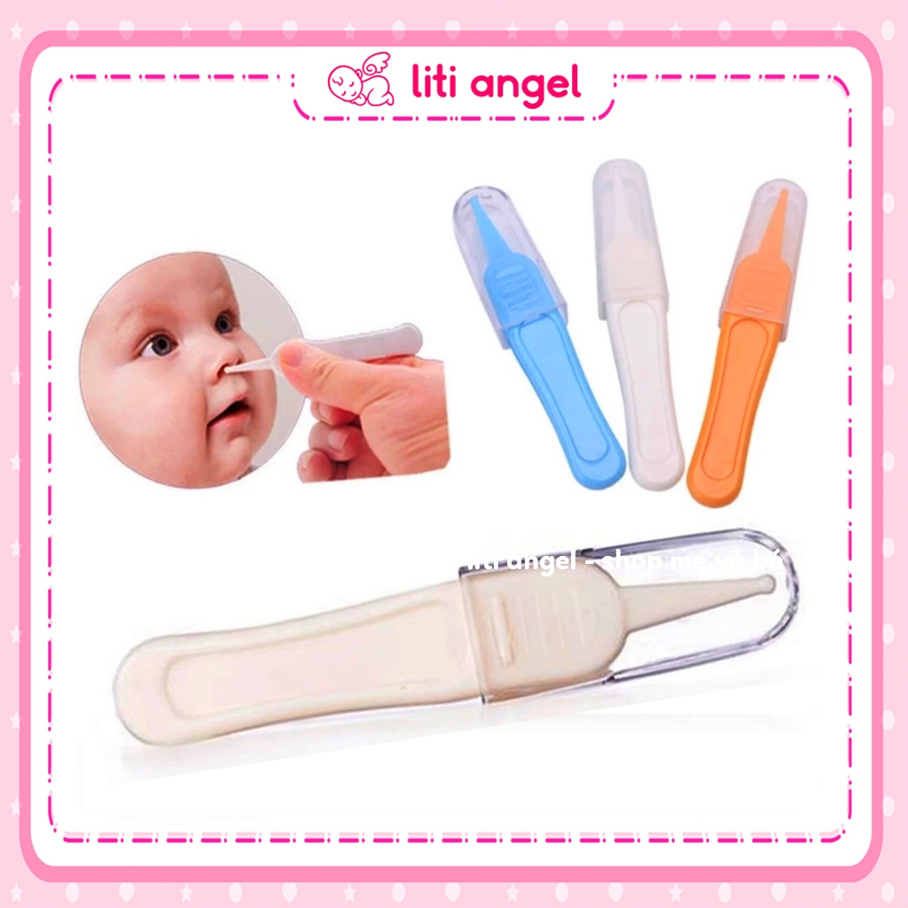 Nhíp gắp gỉ mũi cho bé, dụng cụ gắp rỉ mũi đầu tròn cho bé sơ sinh an toàn có nắp đậy