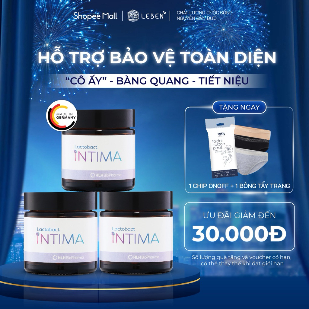 Men vi sinh phụ khoa Lactobact Intima bổ sung lợi khuẩn, Cranberry, D-Mannose từ Đức - Combo 3 hộp |