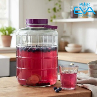  Bình Ngâm Rượu Thủy Tinh 20 Lít QX20L - Nắp Tím Có Quai Xách Cao Cấp - Bình Ngâm Hoa Quả Đựng Nước Detox Cao Cấp 