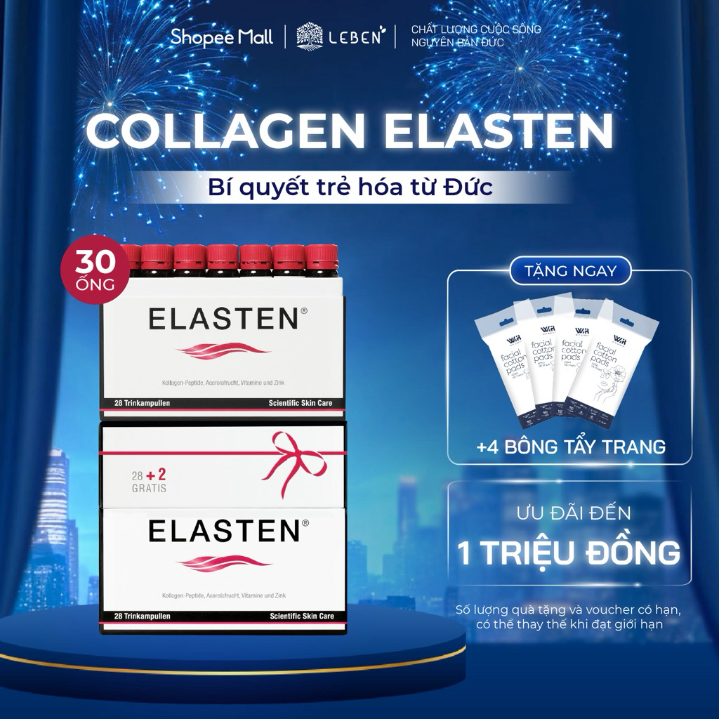 Bộ 2 Hộp Collagen Elasten Giúp Da Căng Mịn, Chống Lão Hóa, Tóc Chắc Khỏe - Collagen Tại Đức | Leben 
