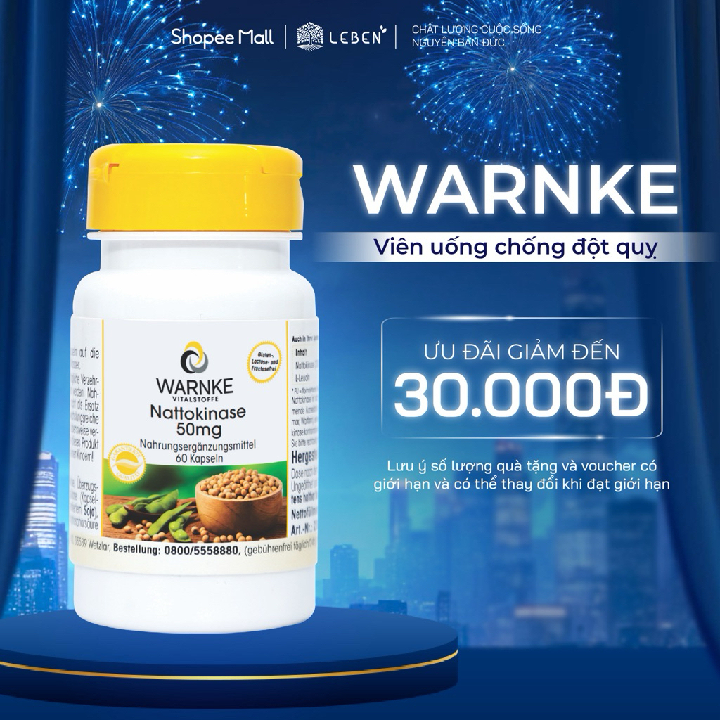 Viên Uống Chống Đông Máu, Đột Quỵ Warnke Nattokinase – Nattokinase 50mg Fermentiert 2000 FU | Leben 