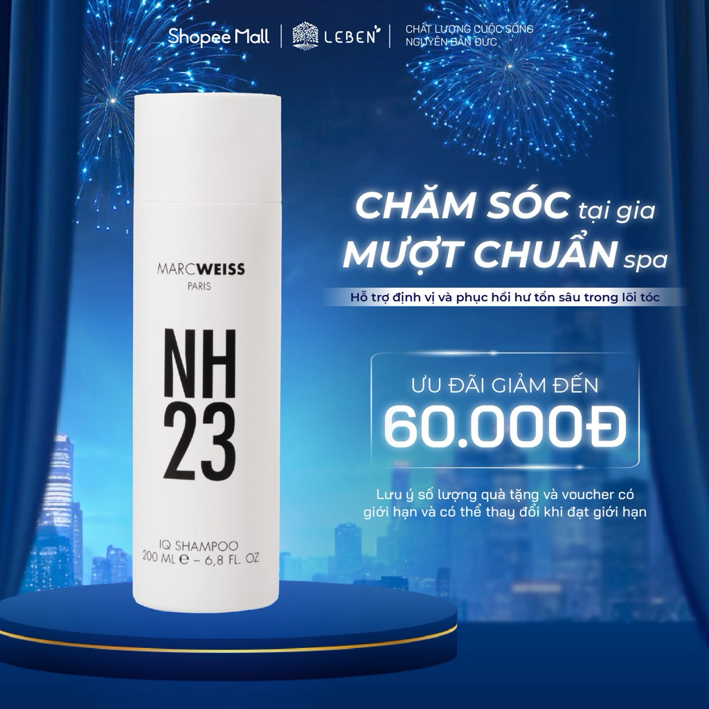 Dầu gội NH23 IQ SHAMPOO 200ml Công Nghệ Protein Complex Phục Hồi Tóc Hư Tổn Sau 23s | Leben Việt Nam