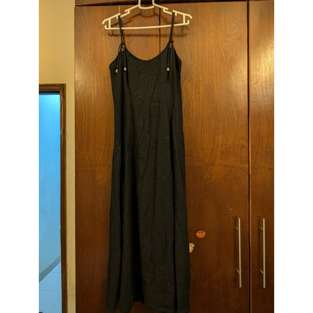 Đầm Linen Đen Freesize, new 90%