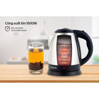 Ấm siêu tốc inox sunhouse,happy time 1,8l