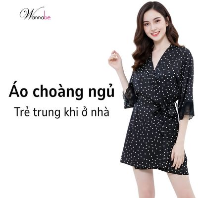 Áo choàng ngủ lụa latin WANNABE kimono nữ cao cấp ẩn chứa nét gợi cảm tiềm ẩn bên trong áo KIS90