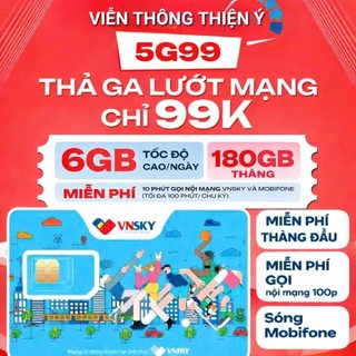 SIM 5G VNSKY 150GB GỌI MOBIFONE MIỄN PHÍ {Sim vật lí & Esim }