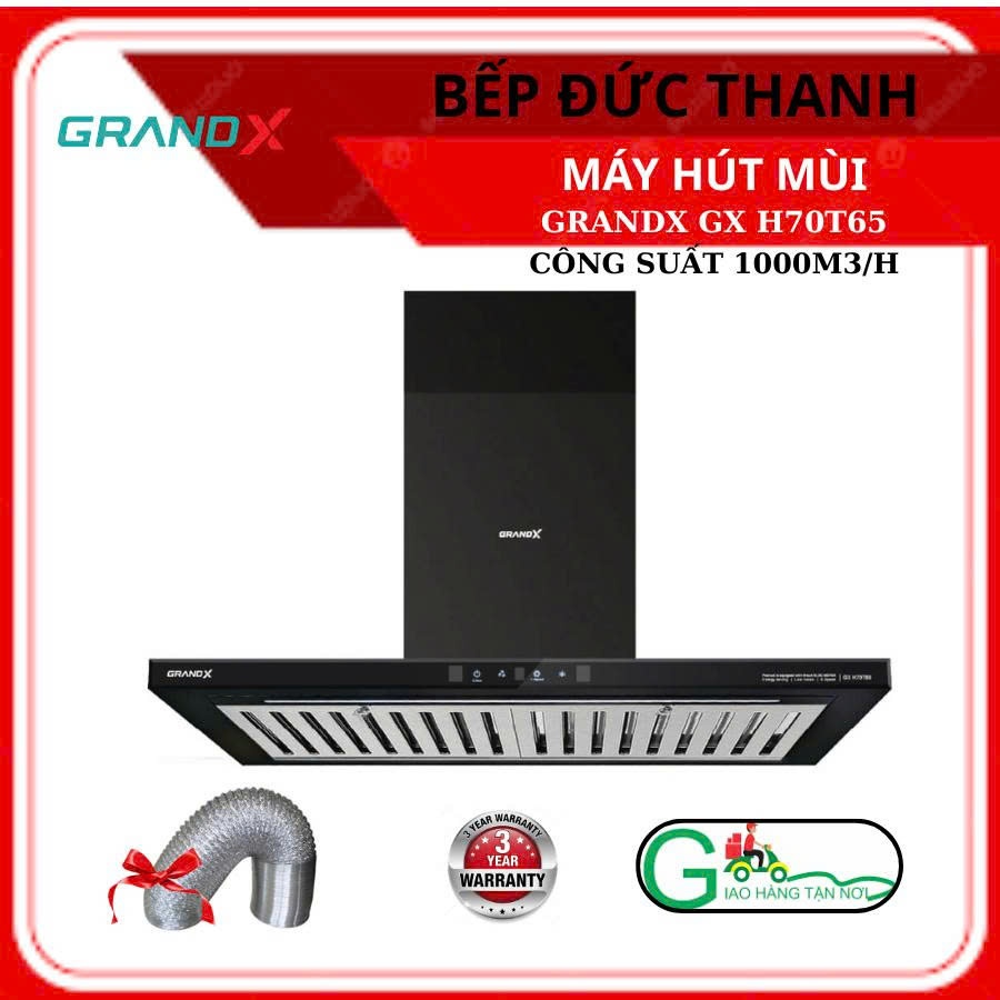 Máy Hút Mùi GRANDX GX H70T65 Cảm Ưng Cồng Suất Cao, Động Cơ BLDC , Bảo Hành 3 Năm