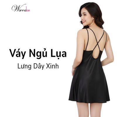 Đầm ngủ lụa satin cao cấp Wannabe váy ngủ nữ phối dây lưng chéo quyến rũ mà vẫn tinh tế, cuốn hút