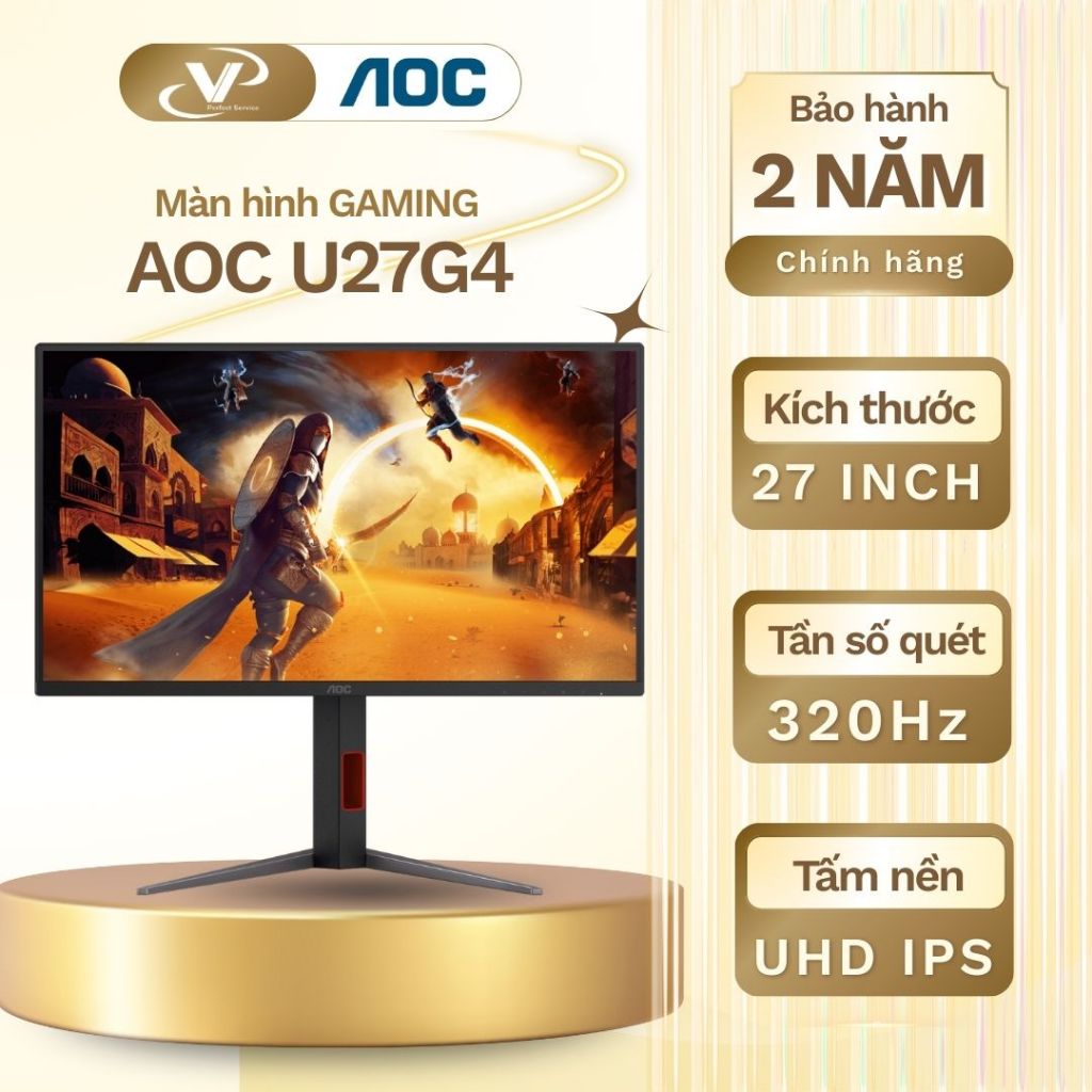 [GH Đảm bảo] Màn hình Gaming Dual Mode AOC U27G4 27" 4K UHD IPS 320Hz - Bảo hành 3 năm chính hãng