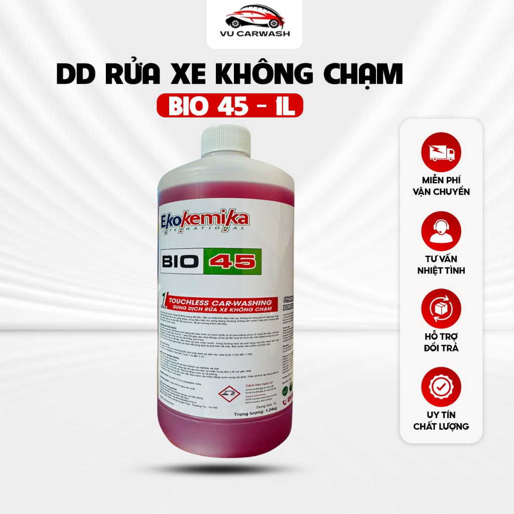 Dung Dịch Rửa Xe Không Chạm - Nước Rửa Xe Ô Tô, Xe Máy Ekokemika -  Bio 45 - 1L(hàng chính hãng)