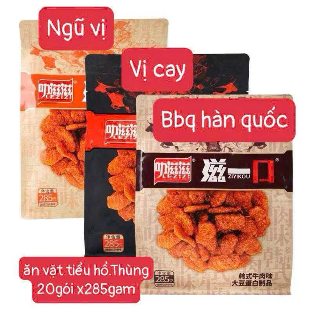 Thịt bò chay ăn vặt vị cay Hàn Quốc ZiYi Gói to 285g ( 19 gói nhỏ)