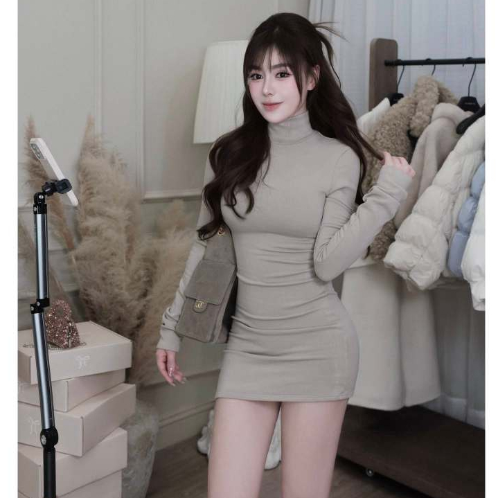 Đầm body trơn cổ nhỡ ôm basic QC MPB - VA