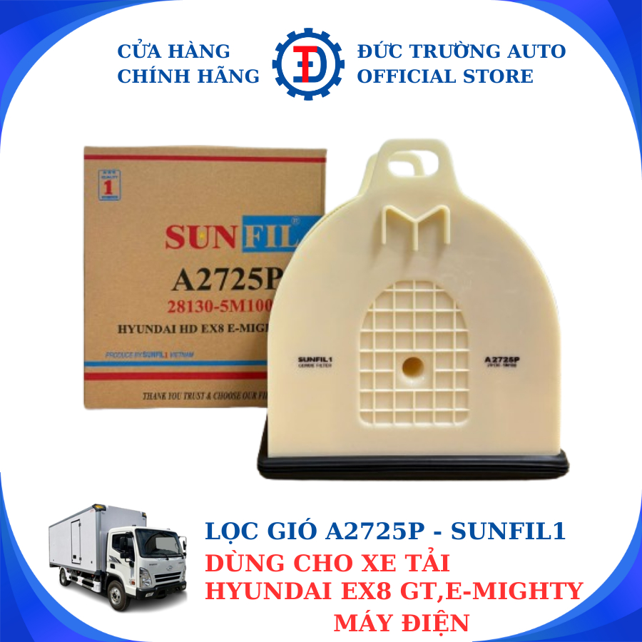 Lọc gió xe tải Hyundai EX8 GT, E-Mighty - Máy Điện [ Mã A2725P - SUNFIL 1 ]