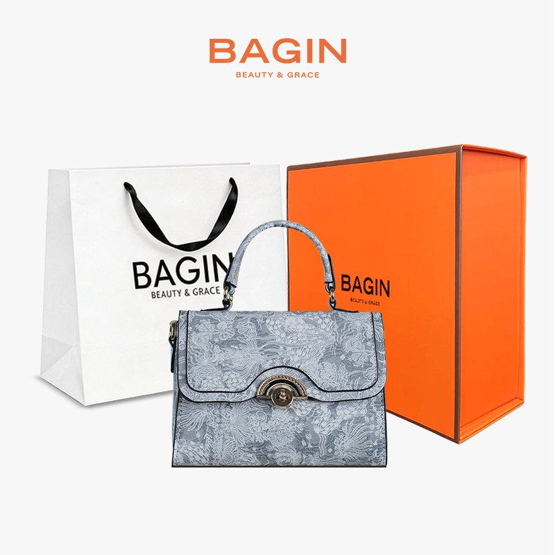 BAGIN Túi Quai Xách Nữ  Họa Tiết Thêu Sang Trọng Có Quai Quà Tặng Ngày Lễ