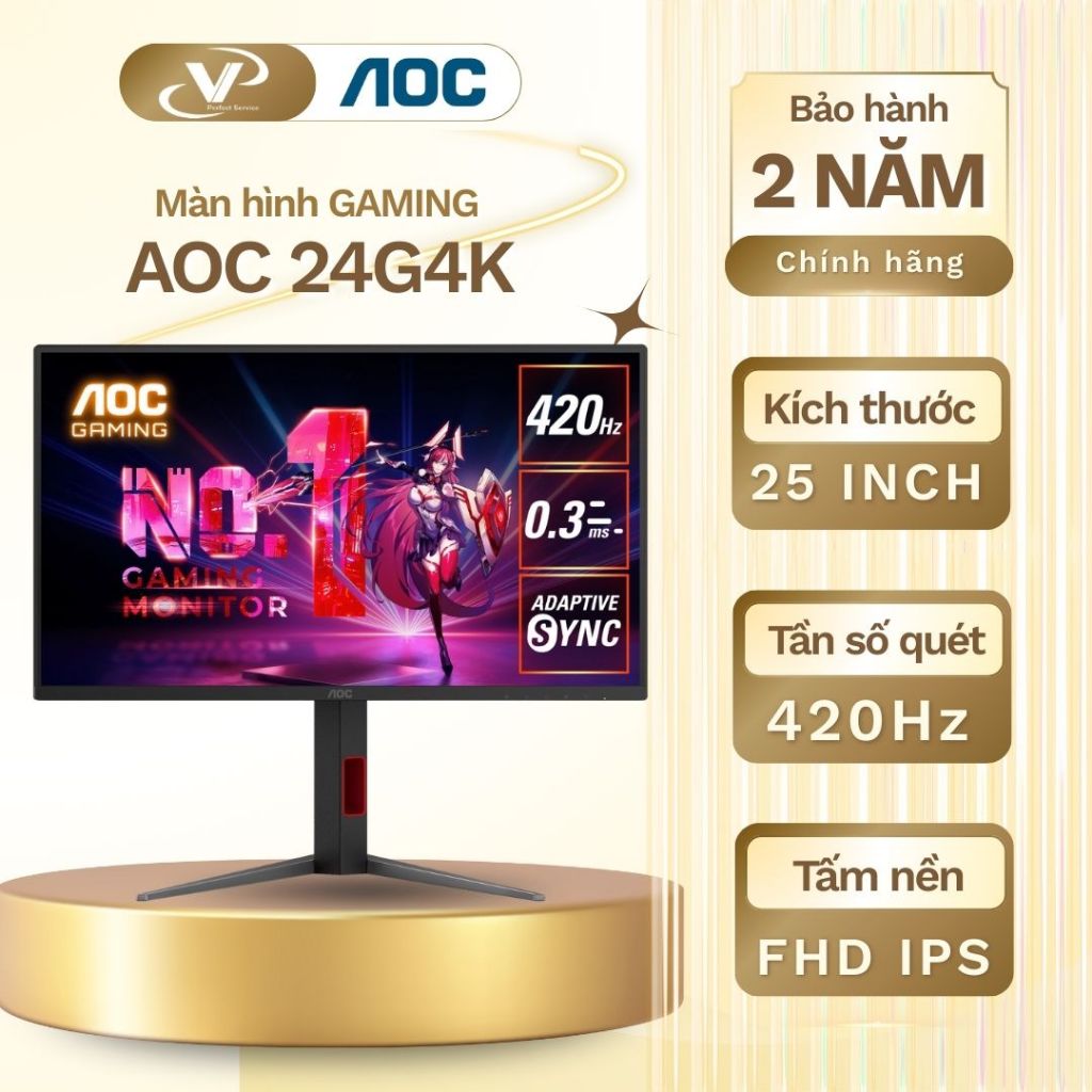 [GH Đảm bảo] Màn hình Gaming AOC 25G4K 25" FHD IPS 420Hz - Bảo hành 3 năm chính hãng