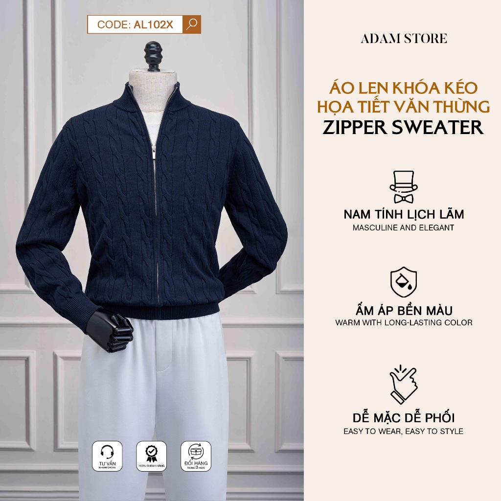 ÁO KHOÁC LEN XANH NAVY ADAM STORE AL102X