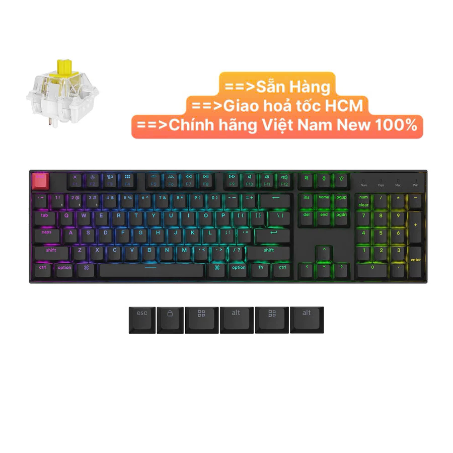 Bàn Phím Cơ Keychron K10 V2 QMK Wireless Brown Switch RGB 100% US Layout (K10X) Mechanical Keyboard