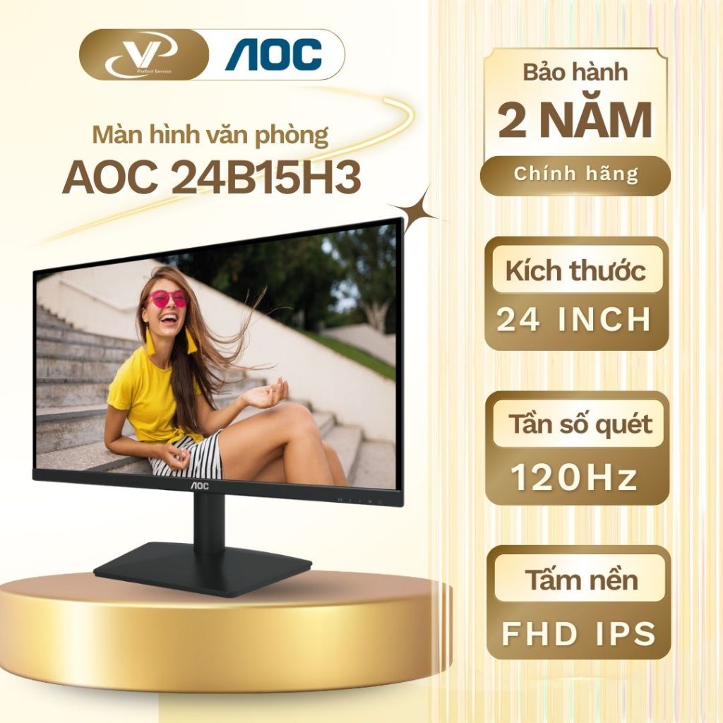 [GH Đảm bảo] Màn hình PC AOC 24B15H3 24" FHD IPS 120Hz - Bảo hành 3 năm chính hãng