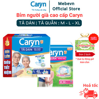 Bỉm người già Caryn chính hãng, tã dán người già, tã quần người già siêu thấm hút hương bạc hà