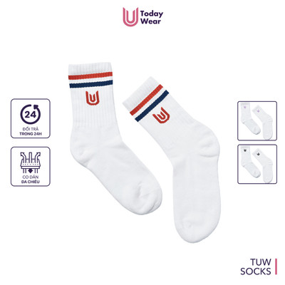 Tất vớ nữ thể thao cao cổ Today U Wear chất liệu co giãn thoáng mát có lớp đệm chống chai