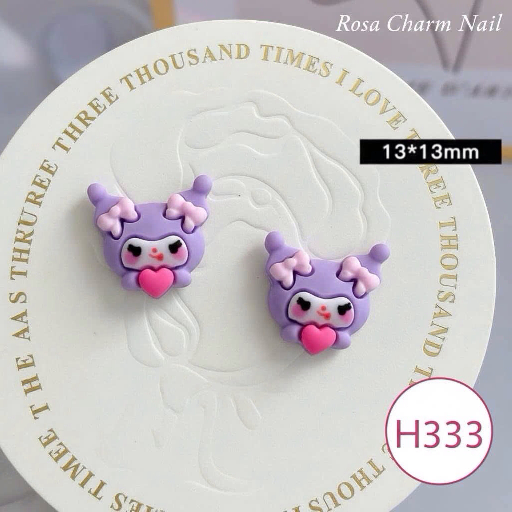(H333) Set 5 charm nail kuromi ôm charm thú bột trang trí móng tay - Rosa 6868