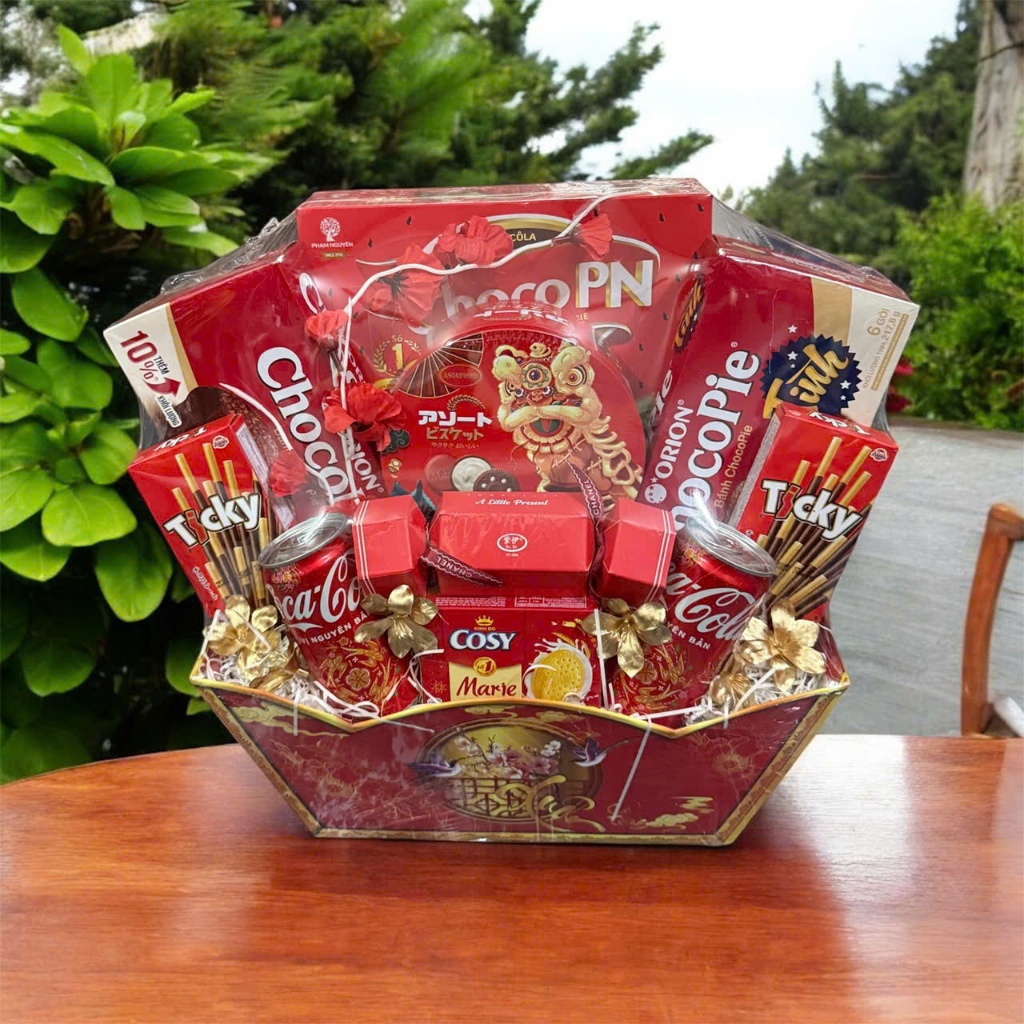 [Ship Toàn Quốc] Giỏ Quà Tết 2026, Giỏ Quà Sang Trọng Đủ Các Màu ( Set 10 Món )sét thuyền bánh công ty lớn