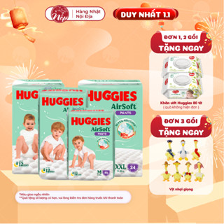  Bỉm Tã Quần Huggies Airsoft Siêu Mềm Thoáng - Thấm Hút 12H - Size M L XL XXL - nepshop1 
