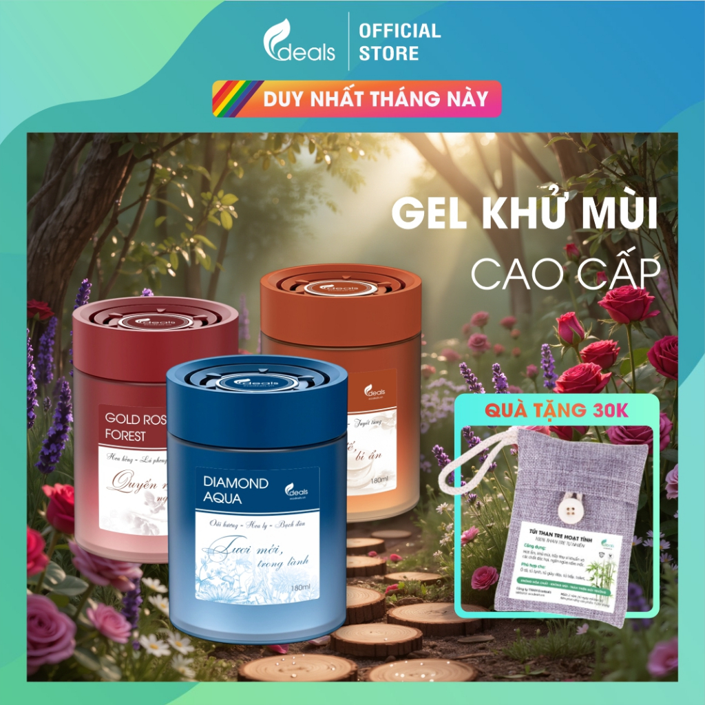 Gel Khử Mùi Tinh Dầu Nước Hoa Cao Cấp ECODEALS - Thơm Lâu 90 Ngày, Sang Trọng, An Toàn  (1 lọ~ 10m2)