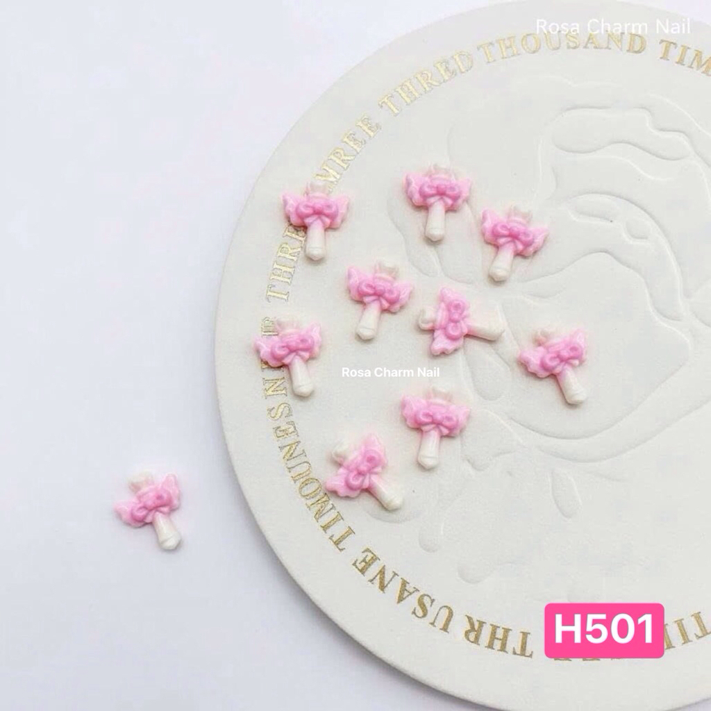 (H501) Set 5 charm nail cánh thiên thần thánh giá móng tay - Rosa 6868
