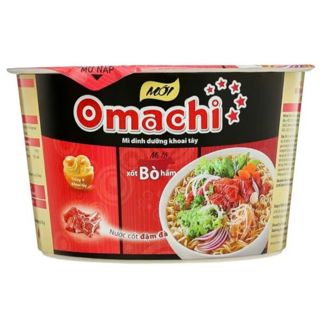 Thùng 18 hộp Mì khoai tây Omachi xốt bò hầm hộp 92g-Hàng chính hãng