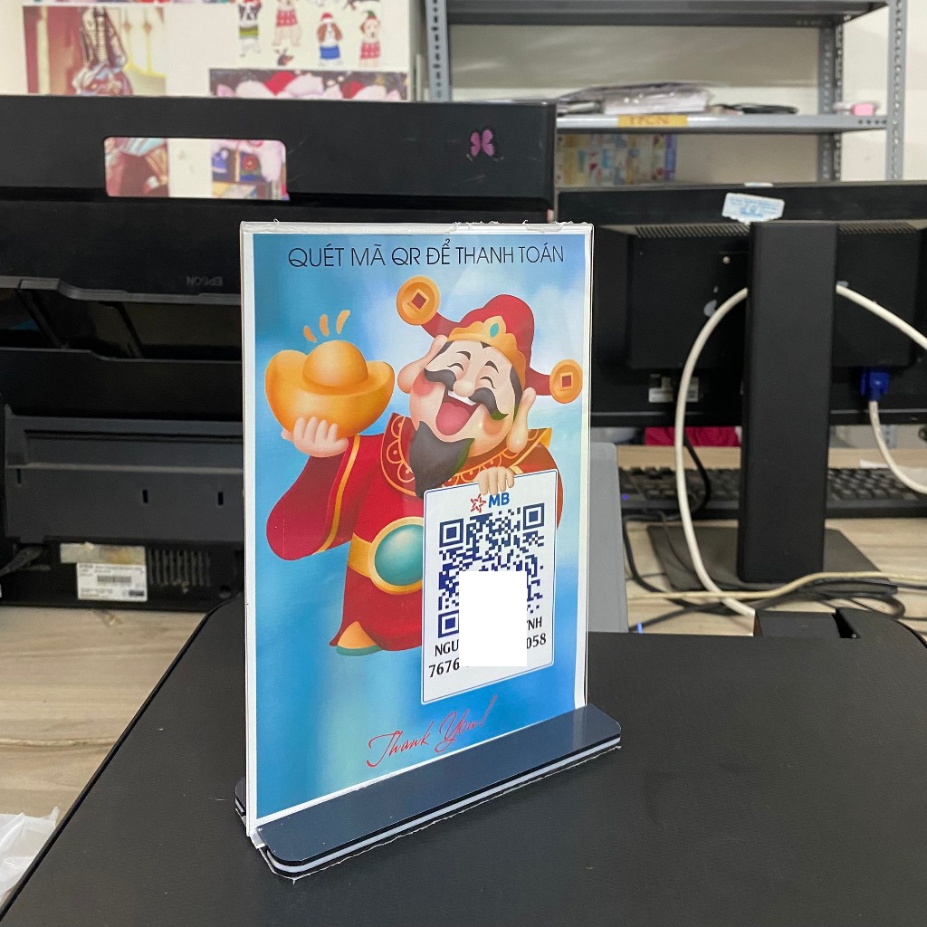 In Mã QR Ông Thần Tài - Kệ Menu Qr - Mã Quét Qr - Standee Để Bàn Có In Theo Yêu Cầu Đẹp