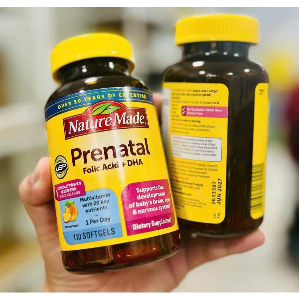 Nature Made - Vitamin Tổng Hợp Bà Bầu Nature Made Prenatal Folic Acid + DHA- 110v