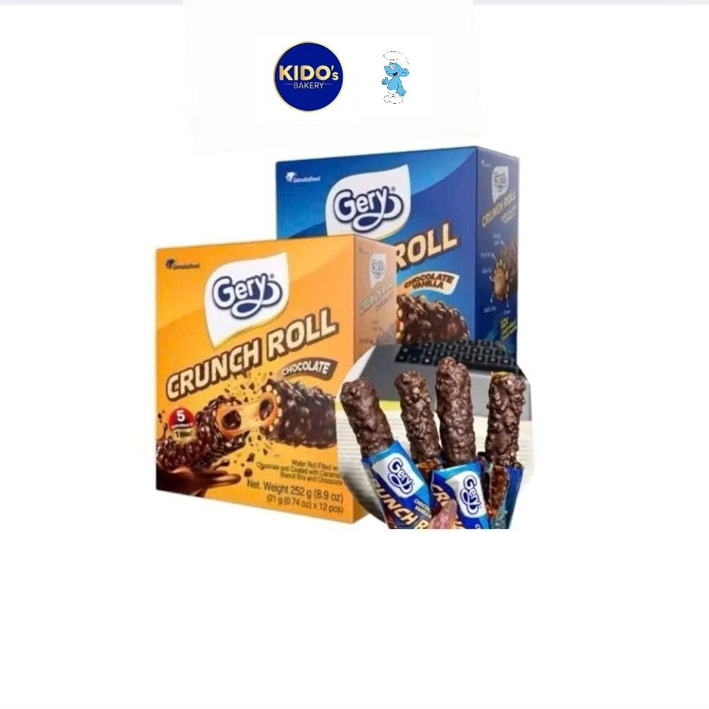 Bánh ăn vặt Gery Crunch Roll Socola & Vani ( Hộp 299gr 13 thanh )