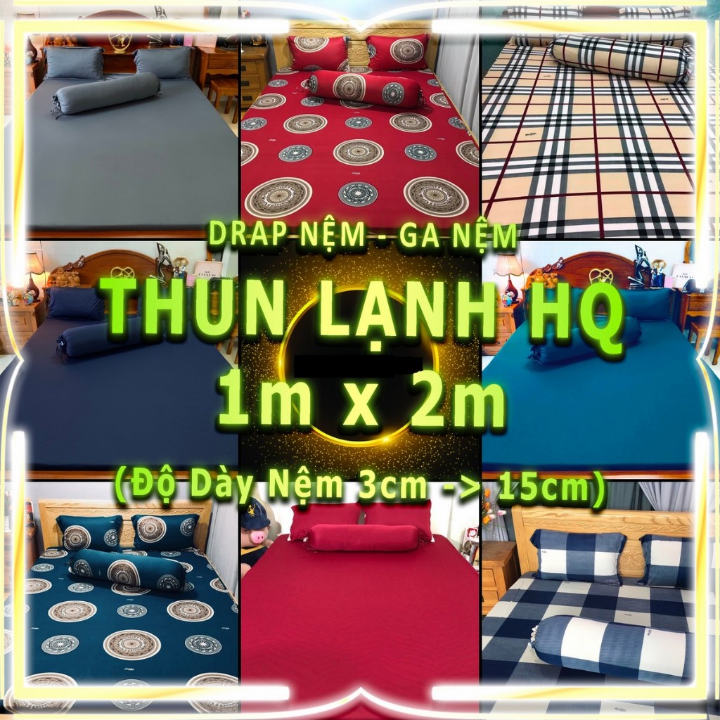 [1m] Drap Ga Nệm Thun Lạnh HQ Cực Kì Mịn Mát Bộ Ga Trải Giường Vỏ Gối Drap Nệm Grap Giường